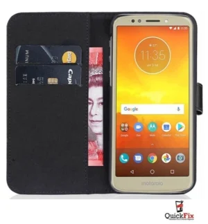 For Motorola Moto E5 Case Synthetic Leather Flip Slim Wallet Book Phone Cover