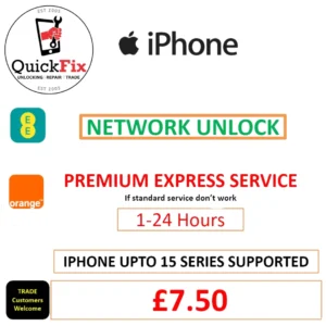 iPhone EE PREMIUM NETWORK UNLOCK SERVICE UP TO IPHONE 15 SERIES
