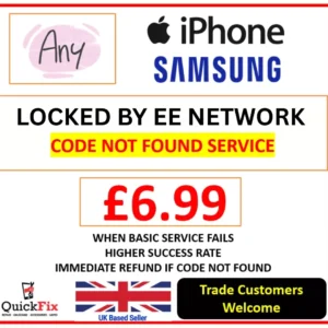 EE Network Unlock CODE NOT FOUND Service Any iPhone/Android